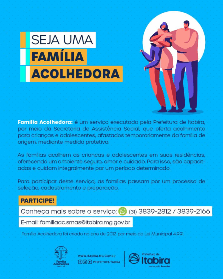 Itabira mobiliza população para cadastro no serviço ‘Família Acolhedora’