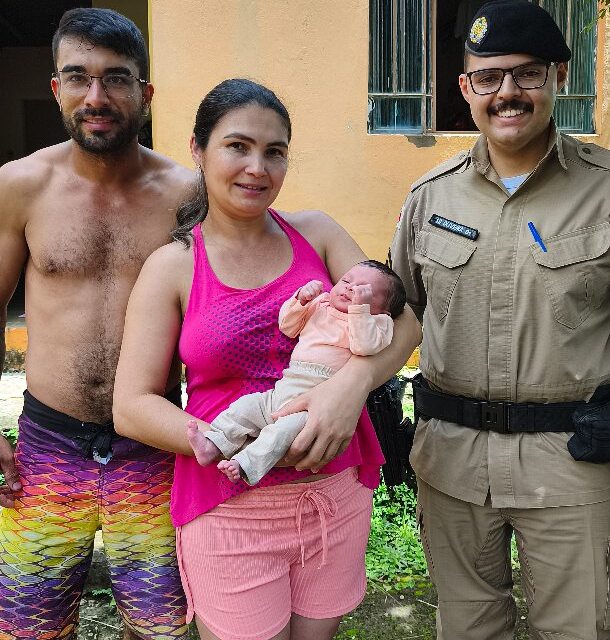 Do telefone ao abraço: Policial de Itabira conhece bebê que ajudou a salvar por manobra de desengasgo