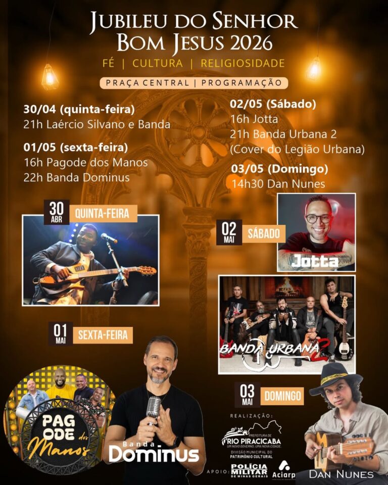 Rio Piracicaba celebra Jubileu do Senhor Bom Jesus com presença de banda cover do Legião Urbana